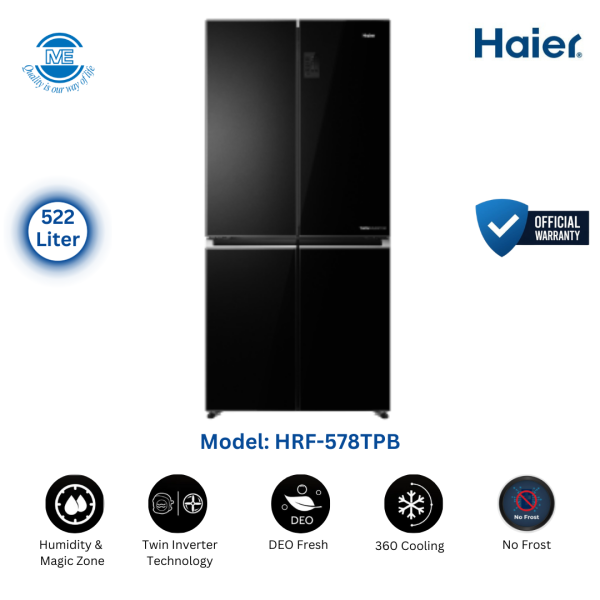 HAIER 522 Liter French T-Door No Frost Refrigerator With Twin Inverter Technology | HRF-578TPB