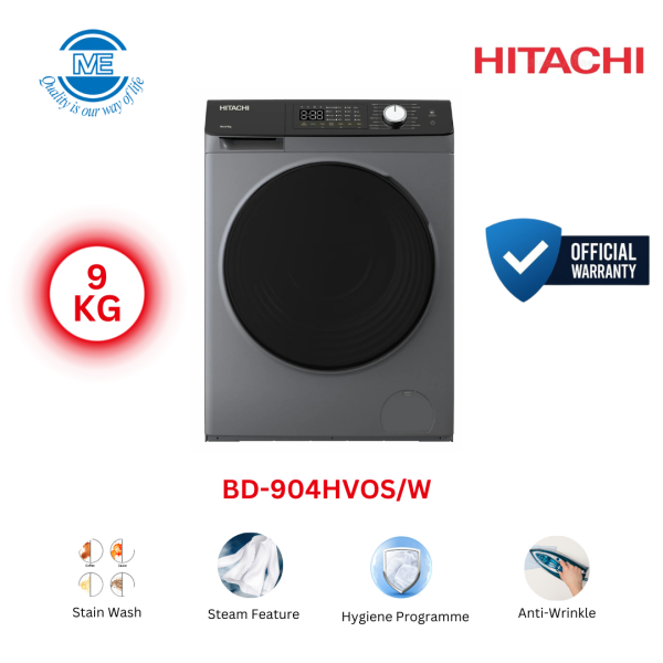 HITACHI 9 KG Front Load Inverter Washing Machine With Hygiene Programme | BD-904HVOS/W