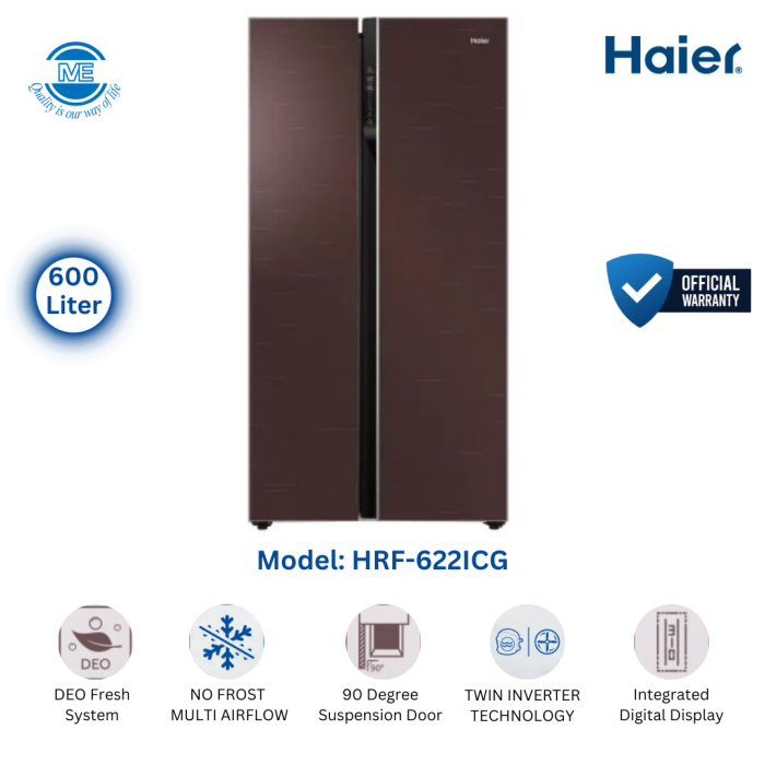 HAIER 600 Liter Side-by-Side No Frost Refrigerator With Twin Inverter Technology | HRF-622ICG - Image 5